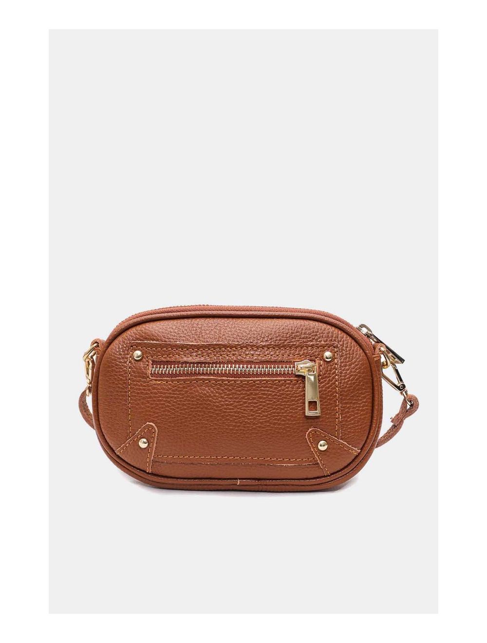 tom&eva Sac Pochette Cuir de Vachette Grainée 4160 YUMI-Cognac