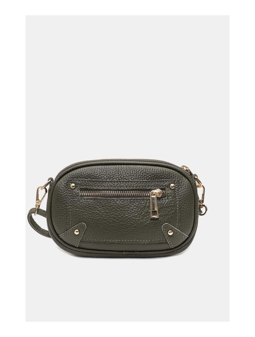 tom&eva Sac Pochette Cuir de Vachette Grainée 4160 YUMI-Kaki