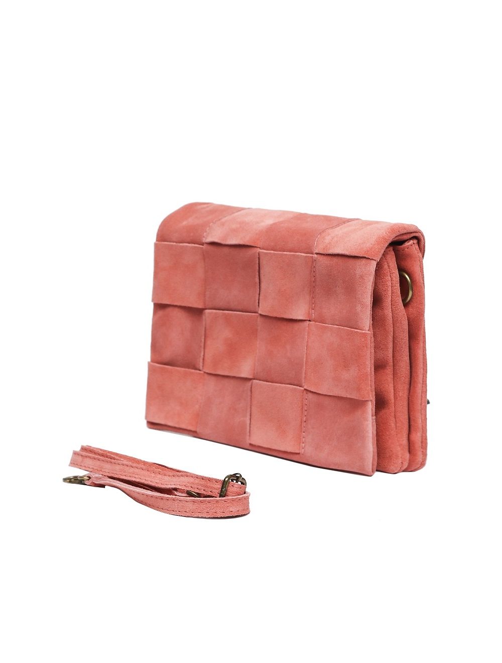 Tom&eva Sac Pochette Porté Travers En Cuir Suède-3961-Corail