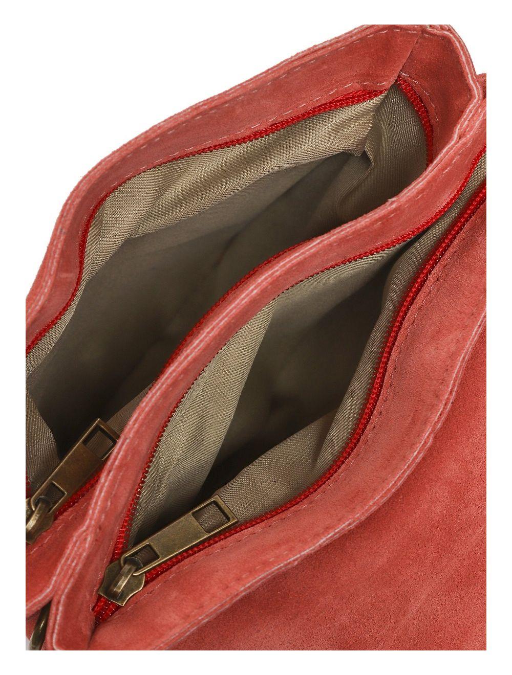 Tom&eva Sac Pochette Porté Travers En Cuir Suède-3961-Corail