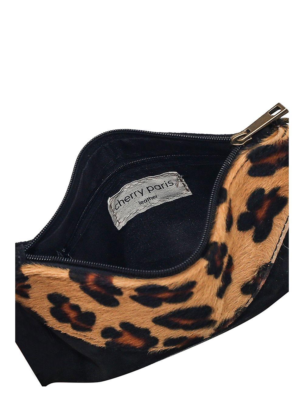 Tom&eva Sac Pochette Porté Travers En Cuir Suède-3976-LéopardCamel