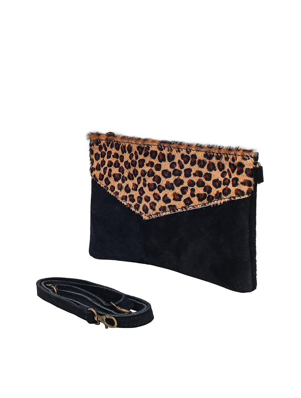 Tom&eva Sac Pochette Porté Travers En Cuir Suède-3976-LéopardTaupe