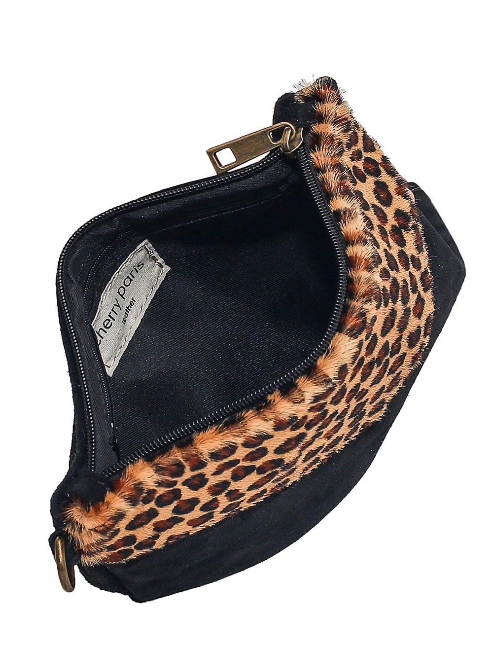 Tom&eva Sac Pochette Porté Travers En Cuir Suède-3976-LéopardTaupe