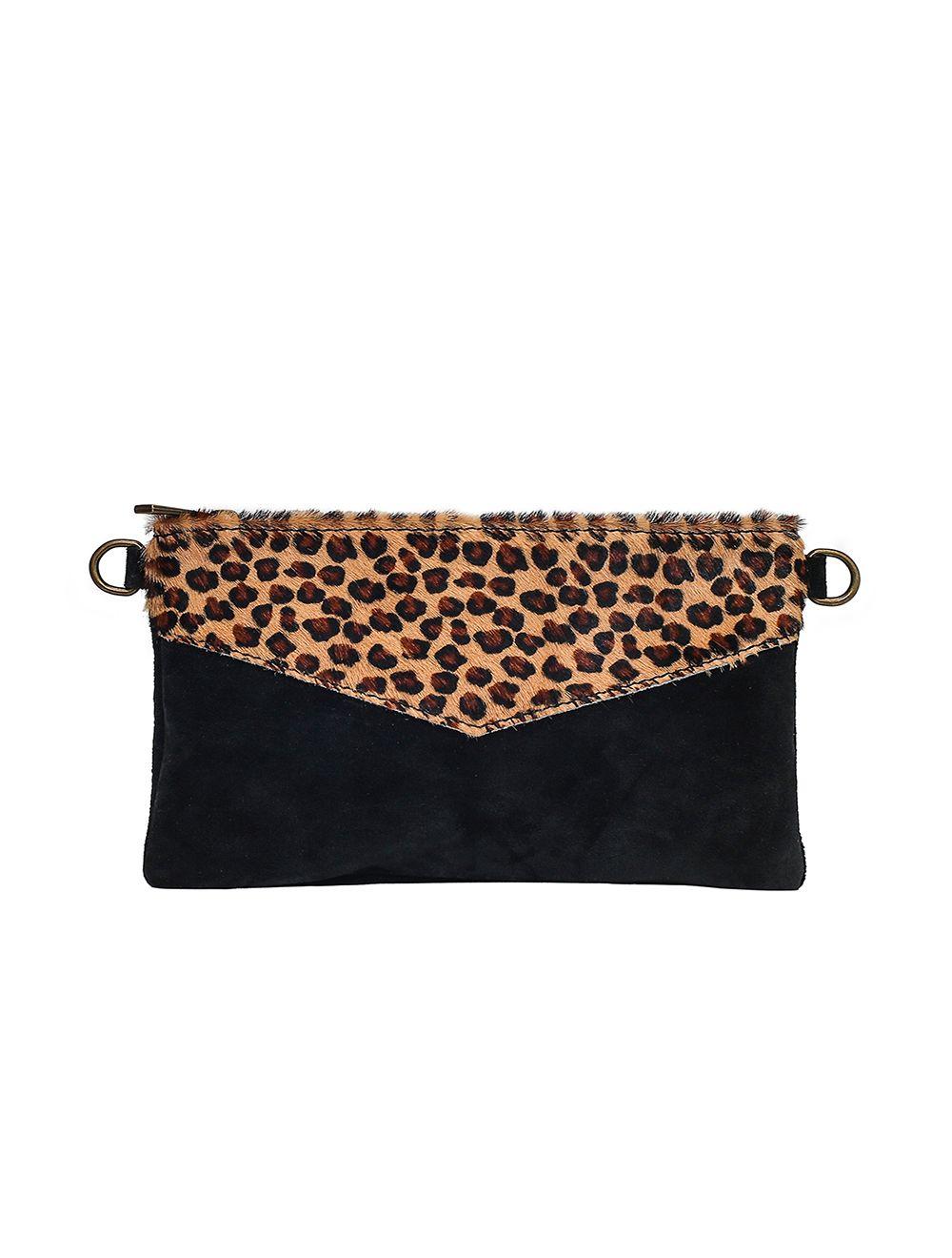 tom&eva Sac pochette porté travers en cuir suède-3976-LéopardTaupe