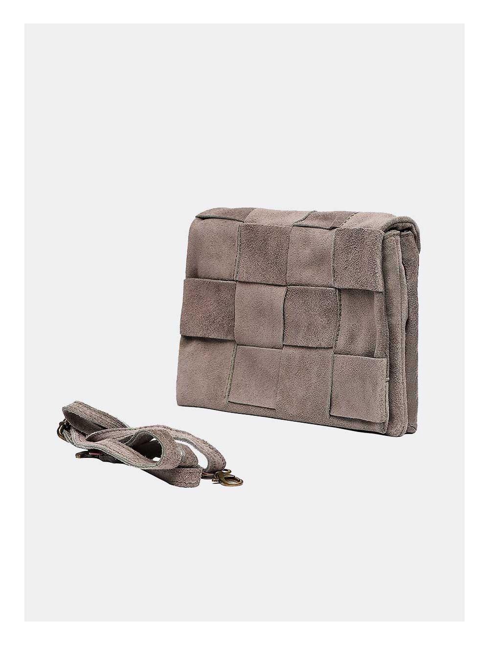 Tom&eva Sac Pochette Porté Travers En Cuir Suède-DOUNIA 3961-TAUPE