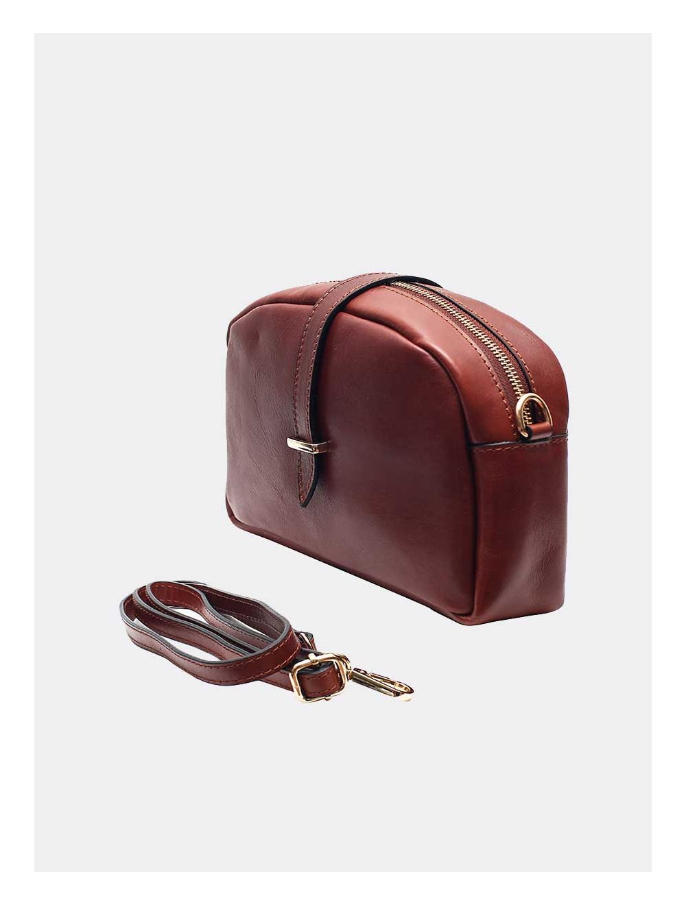 Tom&eva Sac Porté Croisé Avec Patte Avant En Cuir Vachette Collet-ANNABELLE 4046-MARRON