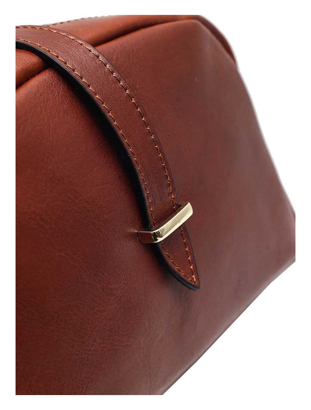 Tom&eva Sac Porté Croisé Avec Patte Avant En Cuir Vachette Collet-ANNABELLE 4046-MARRON