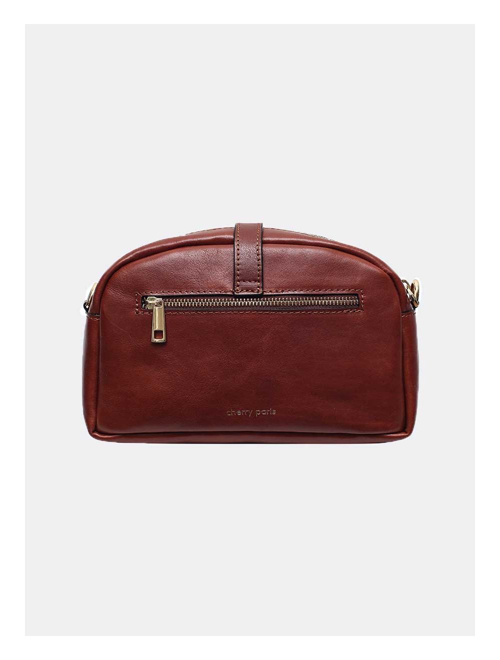 Tom&eva Sac Porté Croisé Avec Patte Avant En Cuir Vachette Collet-ANNABELLE 4046-MARRON