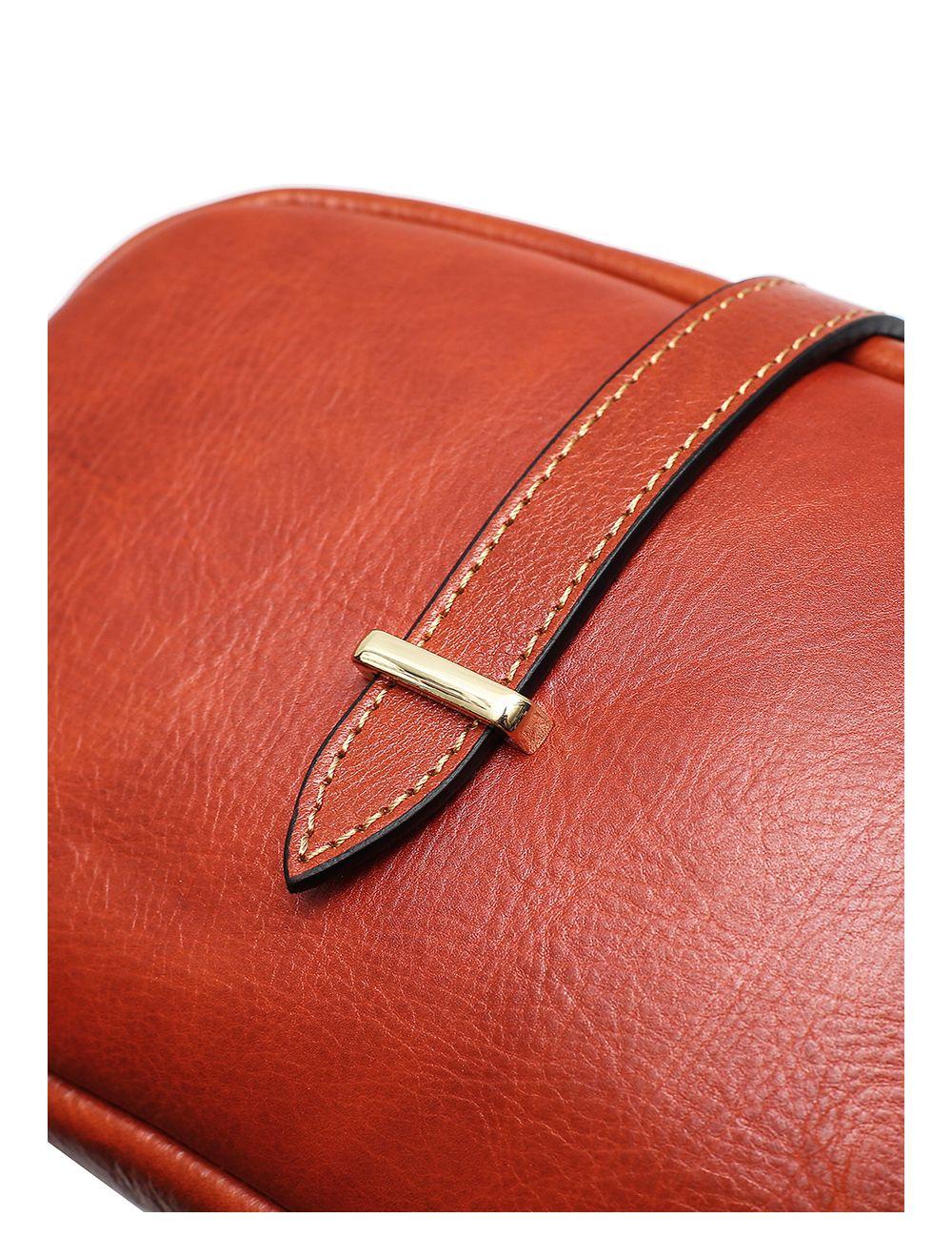 Tom&eva Sac Porté Croisé Avec Patte Avant En Cuir Vachette Collet-ANNABELLE 4046-CAMEL