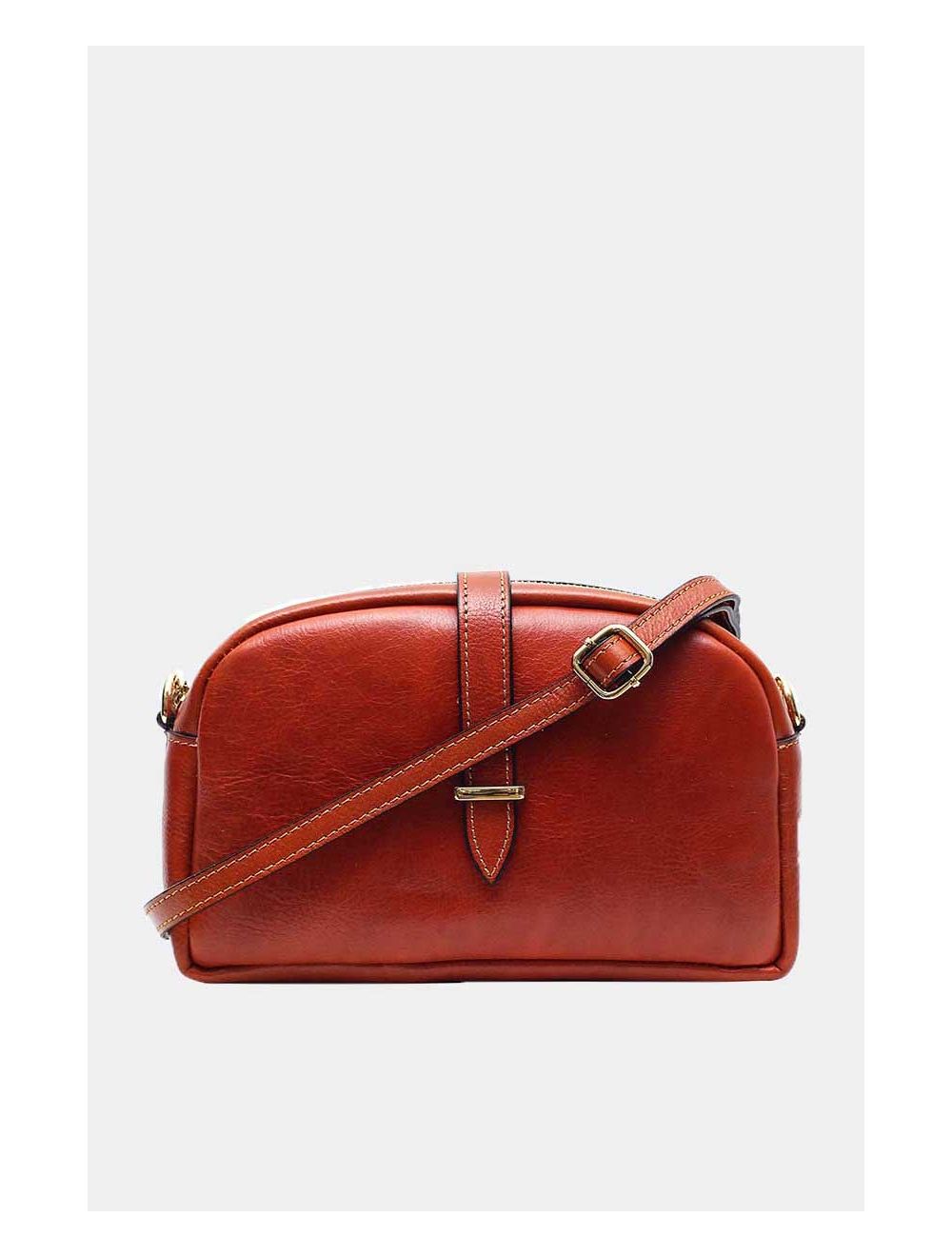 tom&eva Sac Porté Croisé Avec Patte Avant En Cuir Vachette Collet-ANNABELLE 4046-CAMEL