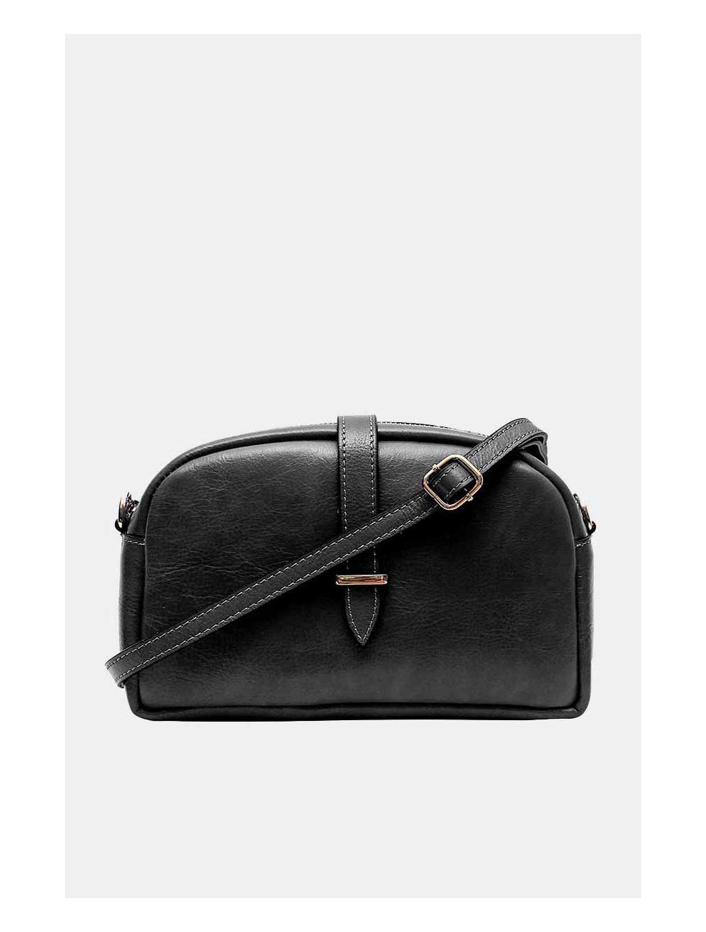 tom&eva Sac Porté Croisé Avec Patte Avant En Cuir Vachette Collet-ANNABELLE 4046-NOIR