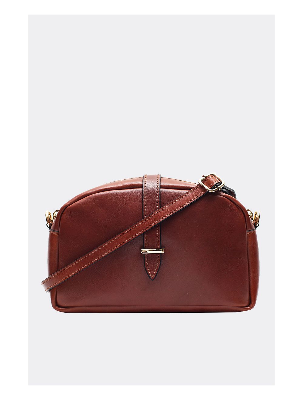 tom&eva Sac Porté Croisé Avec Patte Avant En Cuir Vachette Collet-ANNABELLE 4046-MARRON