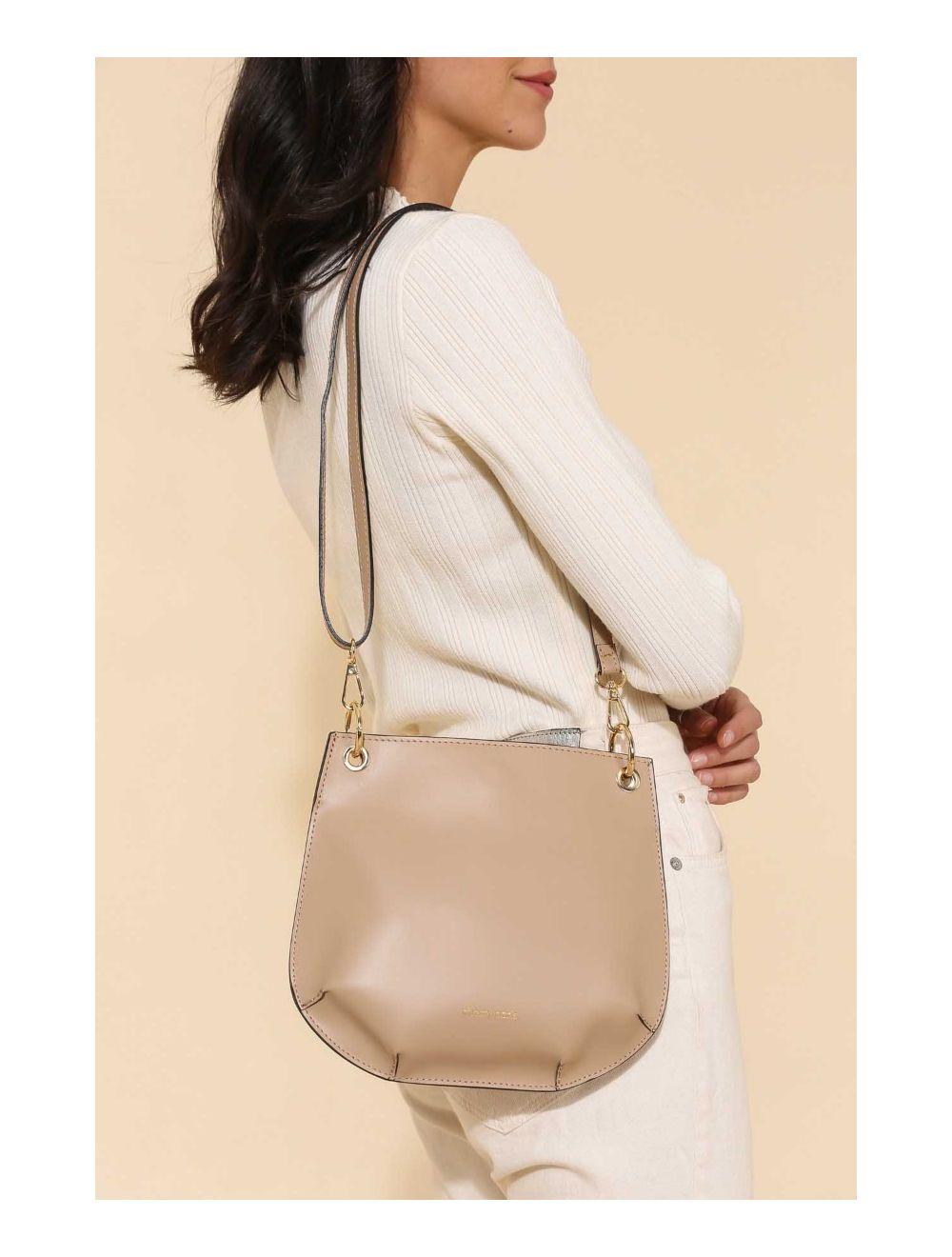 Tom&eva Sac Porté Croisé En Croûte Cuir De Vachette Lisse 4127 CELIA-Sable