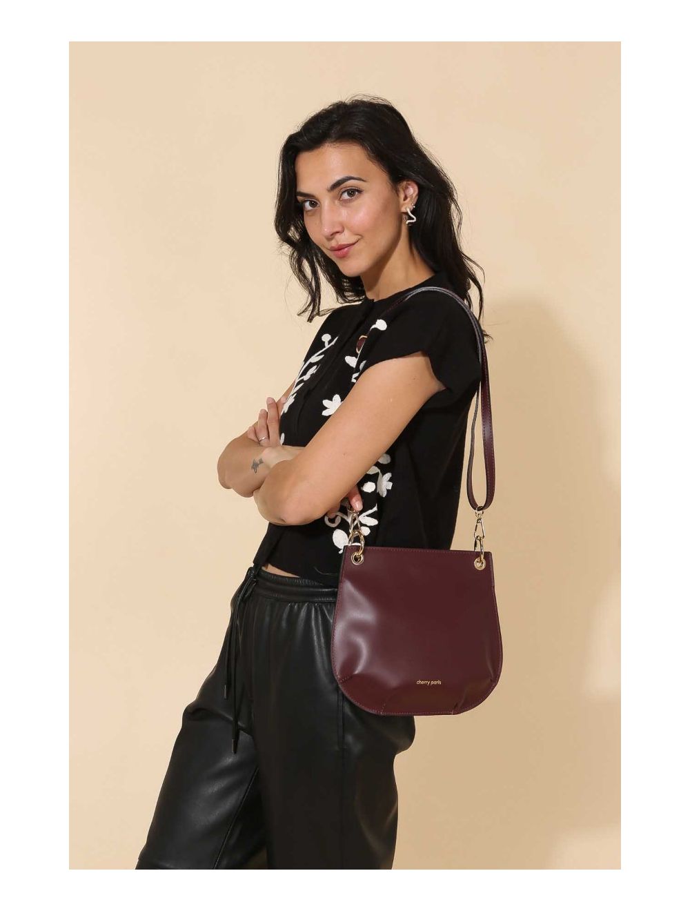 Tom&eva Sac Porté Croisé En Croûte Cuir De Vachette Lisse 4127 CELIA-Bordeaux