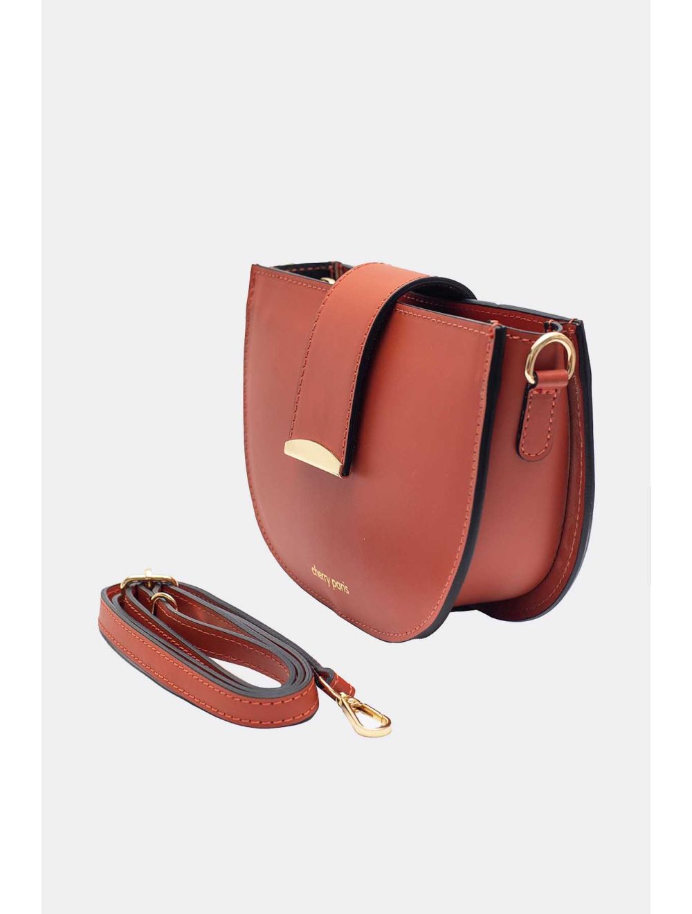 Tom&eva Sac Porté Croisé En Croûte Cuir Vachette Lisse 4077 TIGUIDA-Rouille