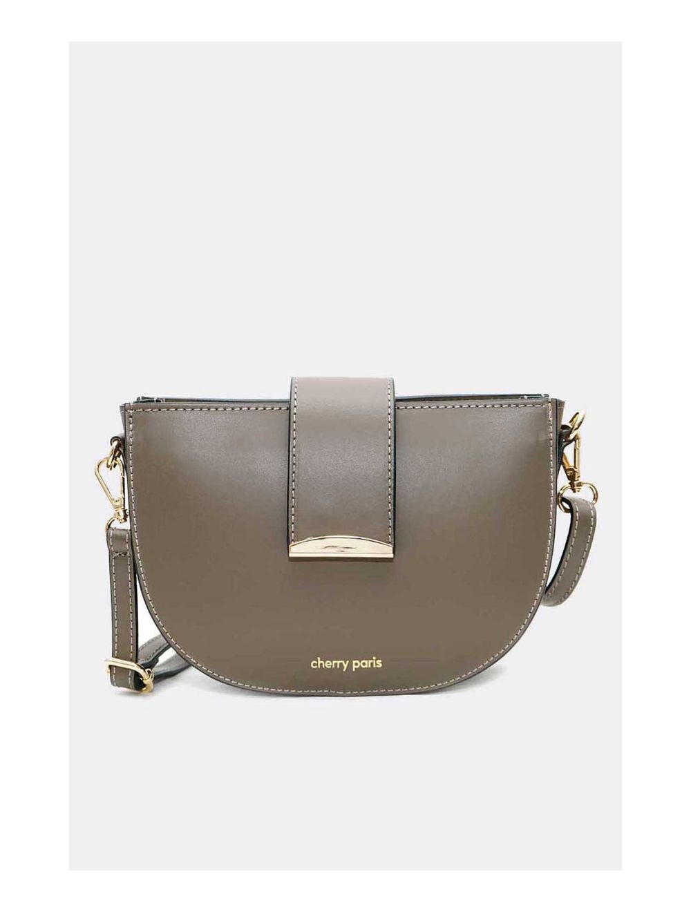 Tom&eva Sac Porté Croisé En Croûte Cuir Vachette Lisse 4077 TIGUIDA-Taupe