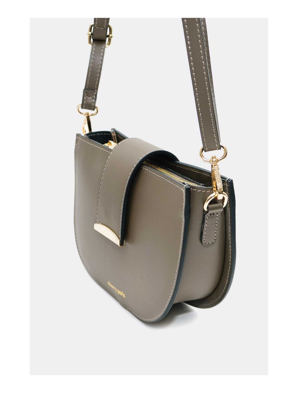 Tom&eva Sac Porté Croisé En Croûte Cuir Vachette Lisse 4077 TIGUIDA-Taupe