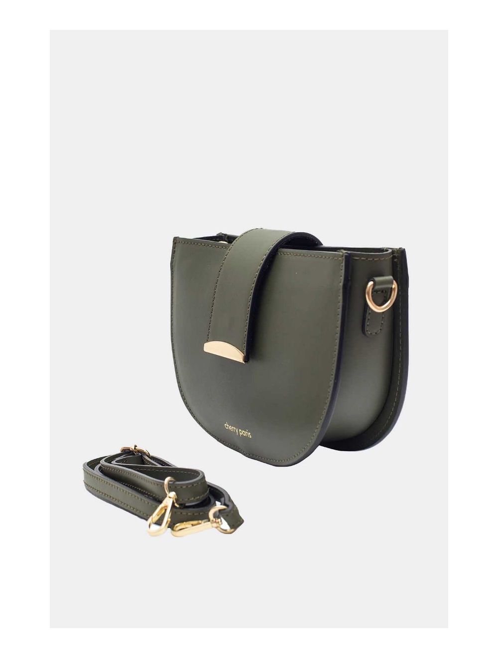 Tom&eva Sac Porté Croisé En Croûte Cuir Vachette Lisse 4077 TIGUIDA-Kaki