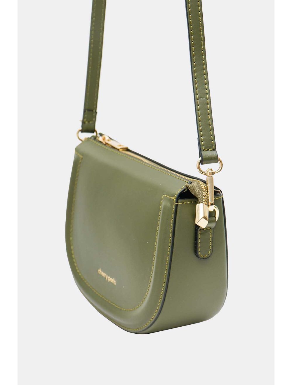 Tom&eva Sac Porté Croisé En Croûte Cuir Vachette Lisse 4096 TINA-Kaki