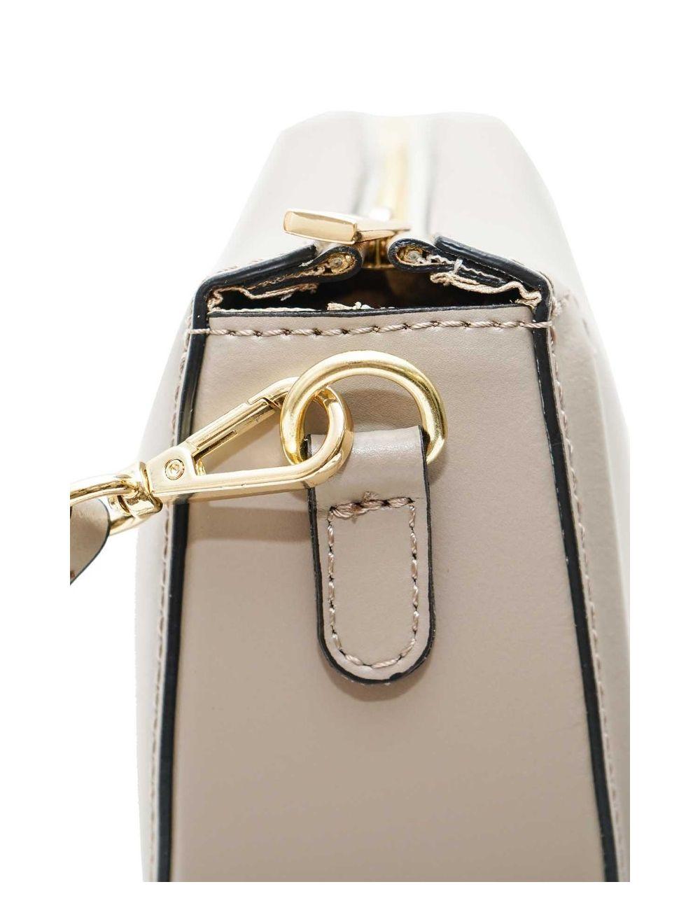 tom&eva Sac Porté Croisé en Croûte Cuir Vachette Lisse 4096 TINA-Taupe