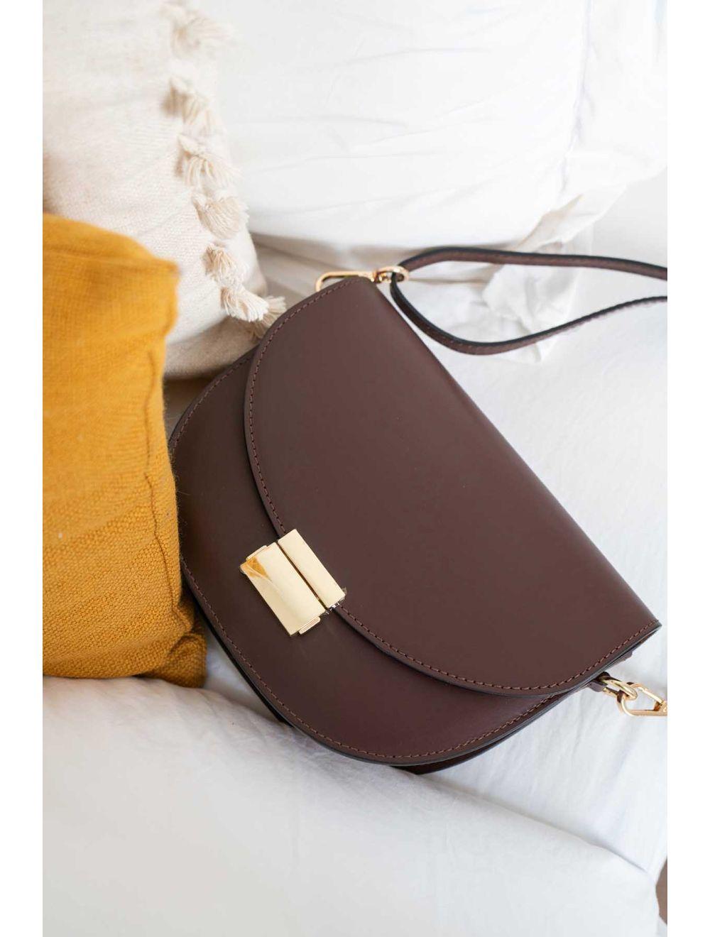 Tom&eva Sac Porté Croisé En Croûte Cuir Vachette Lisse 4125 AVRIL-MARRON