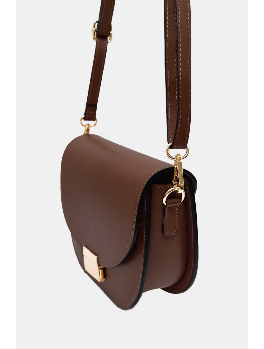 Tom&eva Sac Porté Croisé En Croûte Cuir Vachette Lisse 4125 AVRIL-MARRON