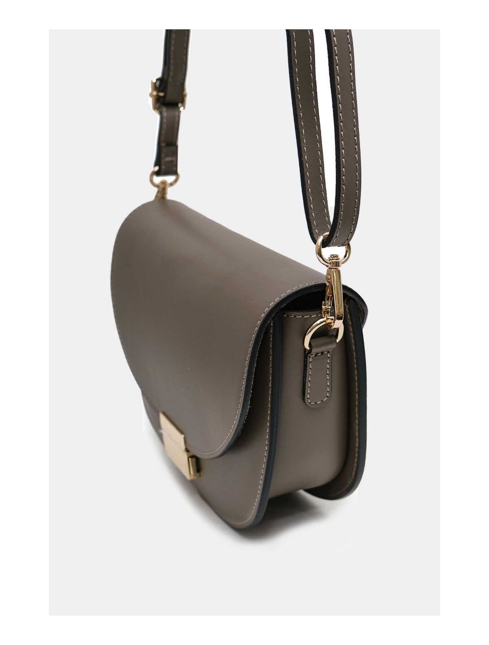 Tom&eva Sac Porté Croisé En Croûte Cuir Vachette Lisse 4125 AVRIL-Taupe