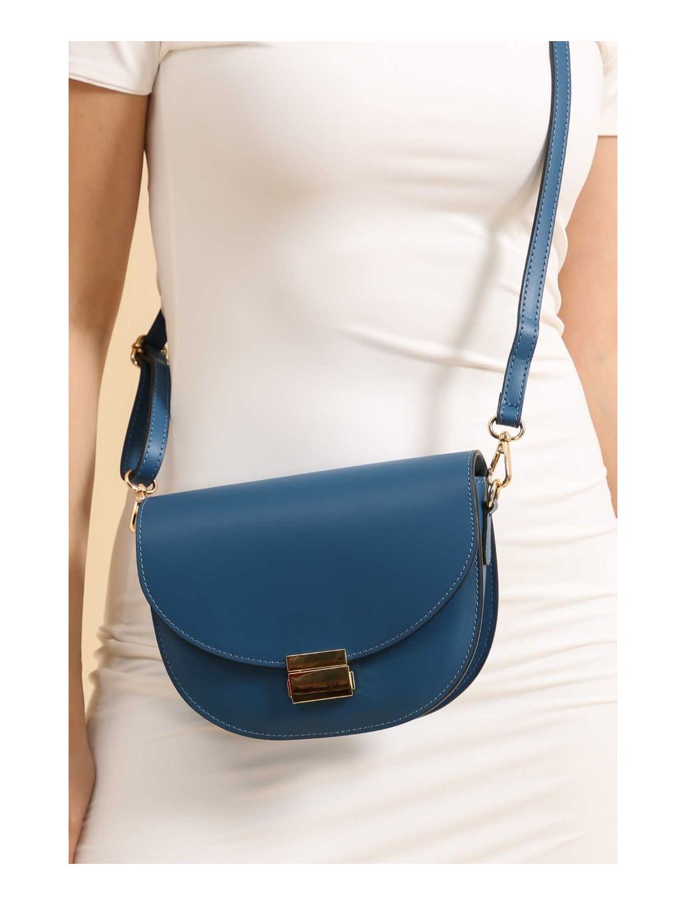 Tom&eva Sac Porté Croisé En Croûte Cuir Vachette Lisse 4125 AVRIL-Petrole