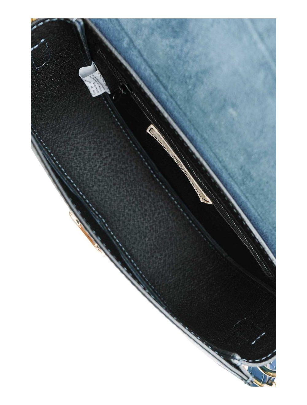 tom&eva Sac Porté Croisé en Croûte Cuir Vachette Lisse 4125 AVRIL-Petrole