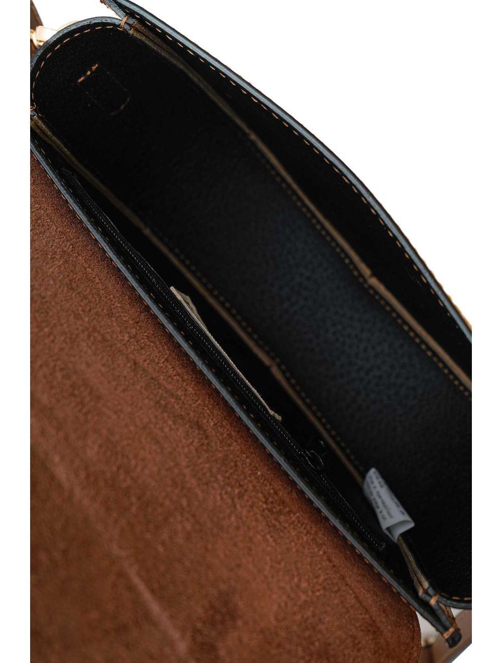 tom&eva Sac Porté Croisé en Croûte Cuir Vachette Lisse 4125 AVRIL-MARRON