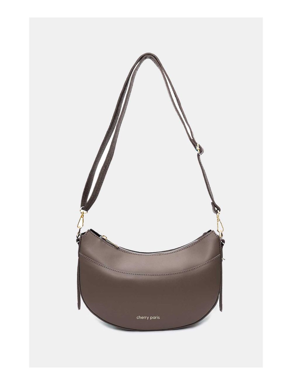 Tom&eva Sac Porté Croisé En Croûte Cuir Vachette Lisse 4148 DAHLIA-Taupe