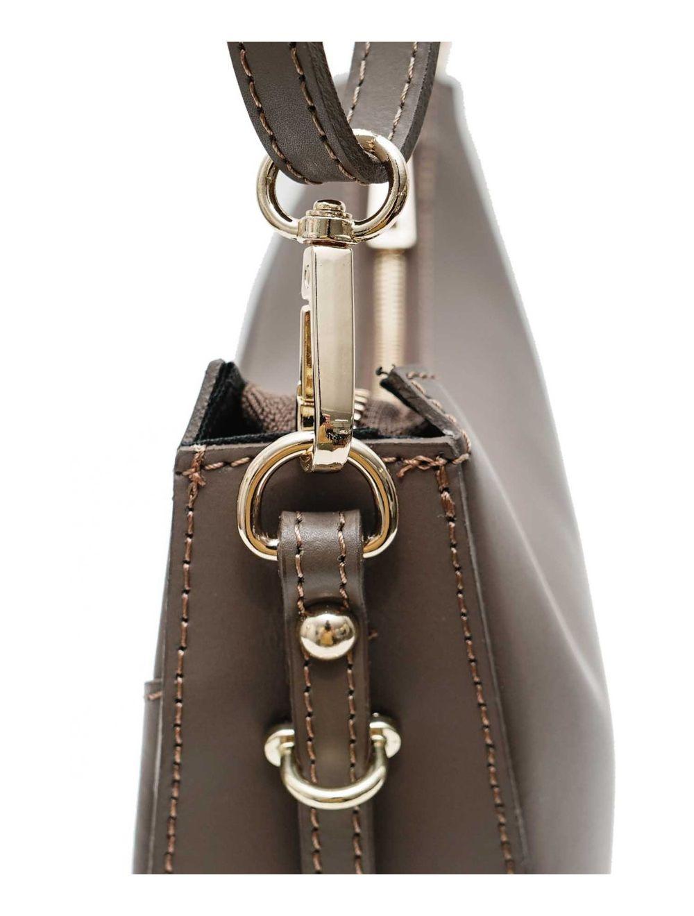 Tom&eva Sac Porté Croisé En Croûte Cuir Vachette Lisse 4148 DAHLIA-Taupe