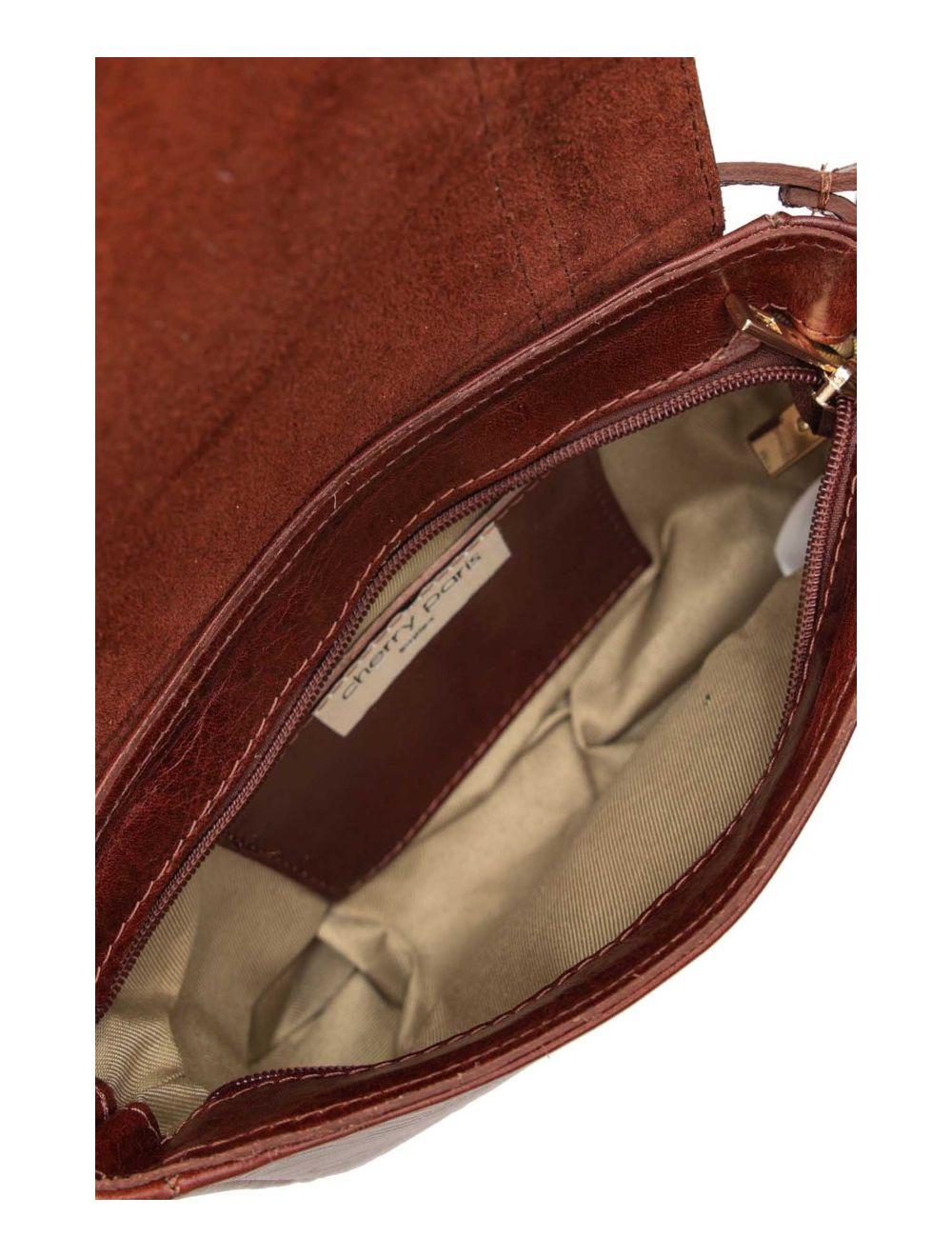 tom&eva Sac Porté Croisé En Cuir De Vachette Collet 4128 YOUNA-Marron