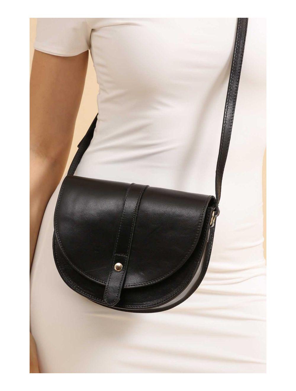 Tom&eva Sac Porté Croisé En Cuir De Vachette Collet 4129 DIVINE-Noir