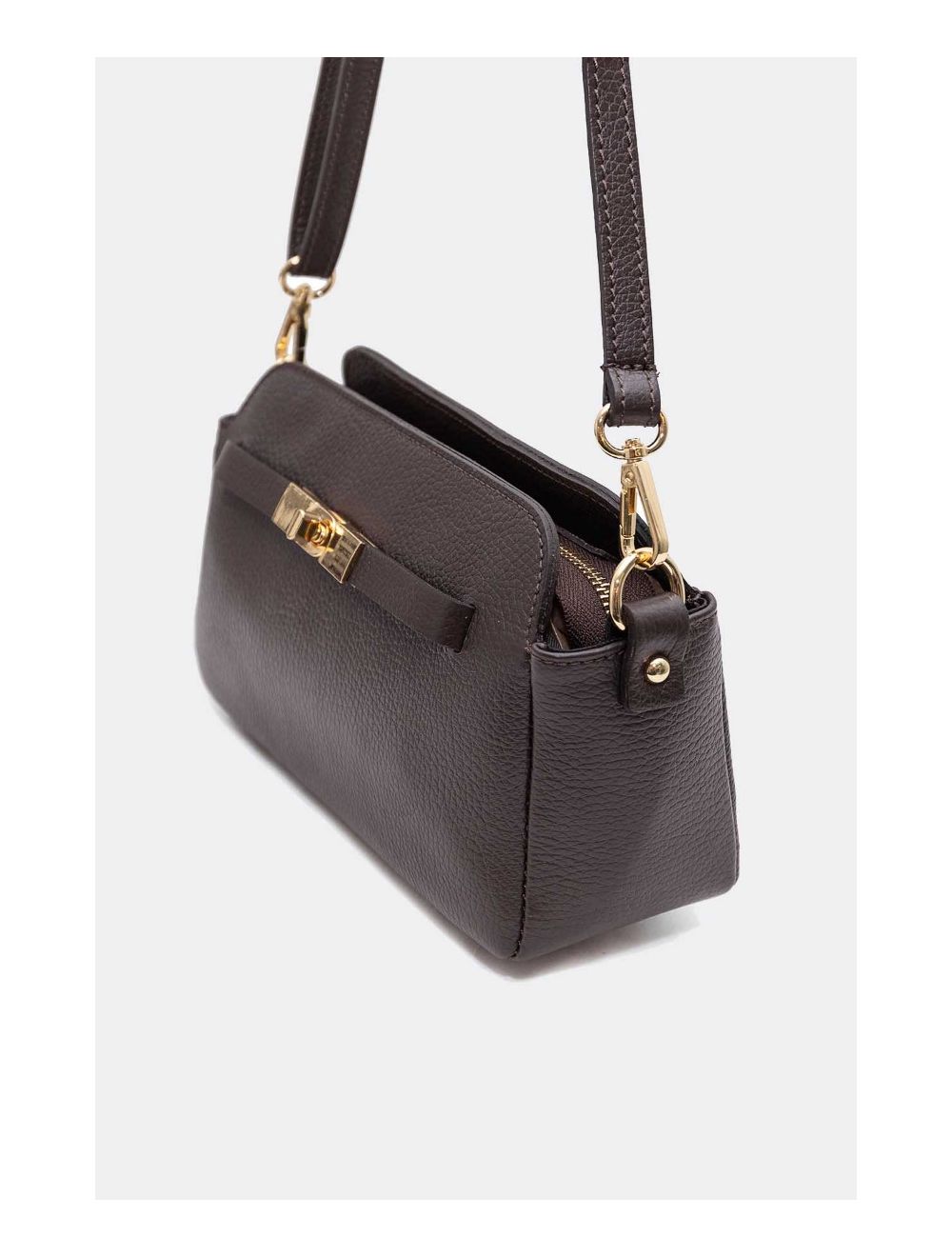 Tom&eva Sac Porté Croisé En Cuir De Vachette Grainée 4167 MARJANE-Chocolat