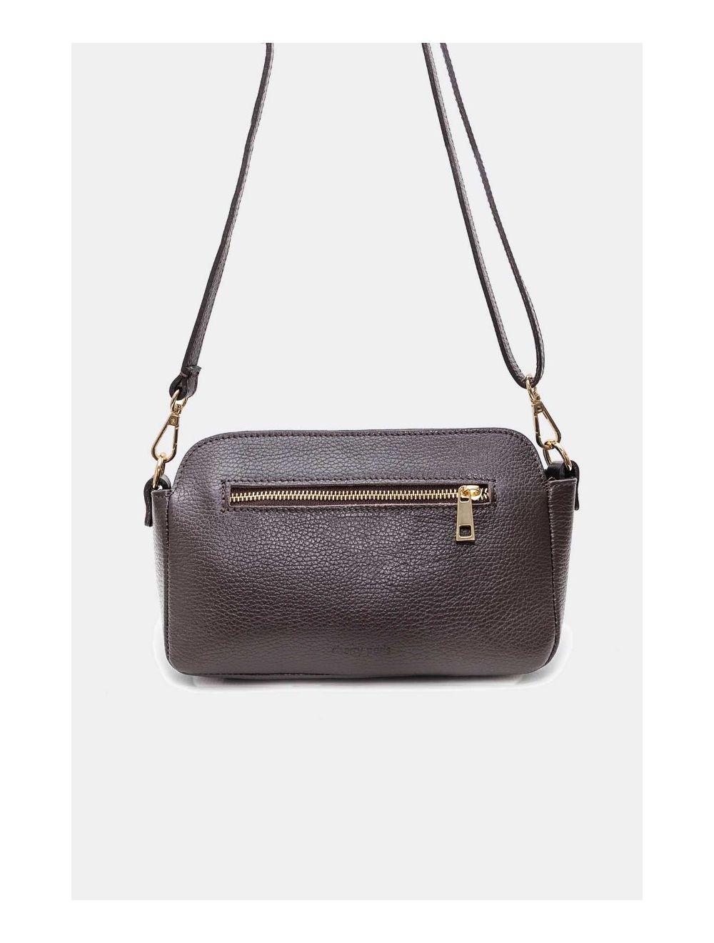 Tom&eva Sac Porté Croisé En Cuir De Vachette Grainée 4167 MARJANE-Chocolat