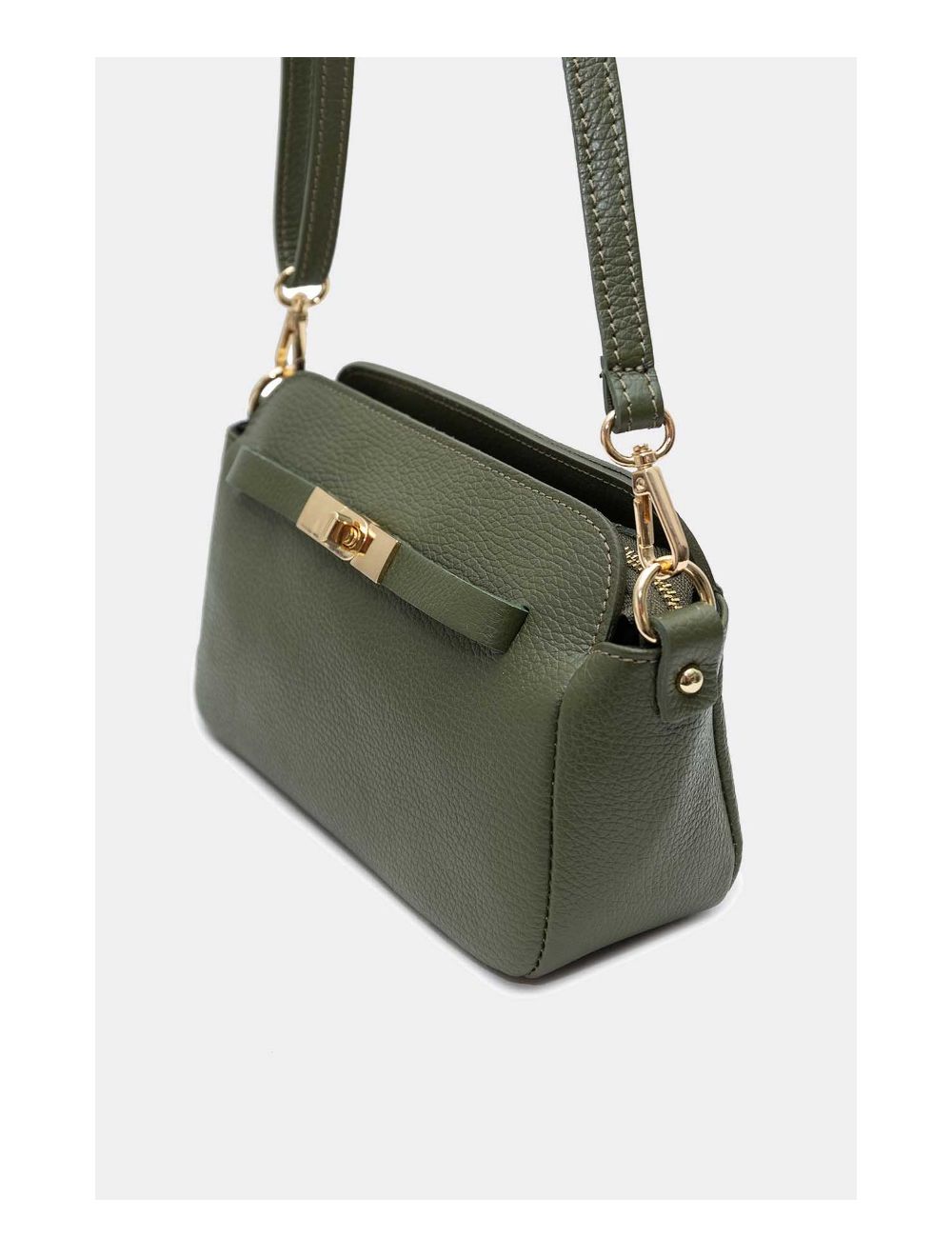 Tom&eva Sac Porté Croisé En Cuir De Vachette Grainée 4167 MARJANE-Kaki