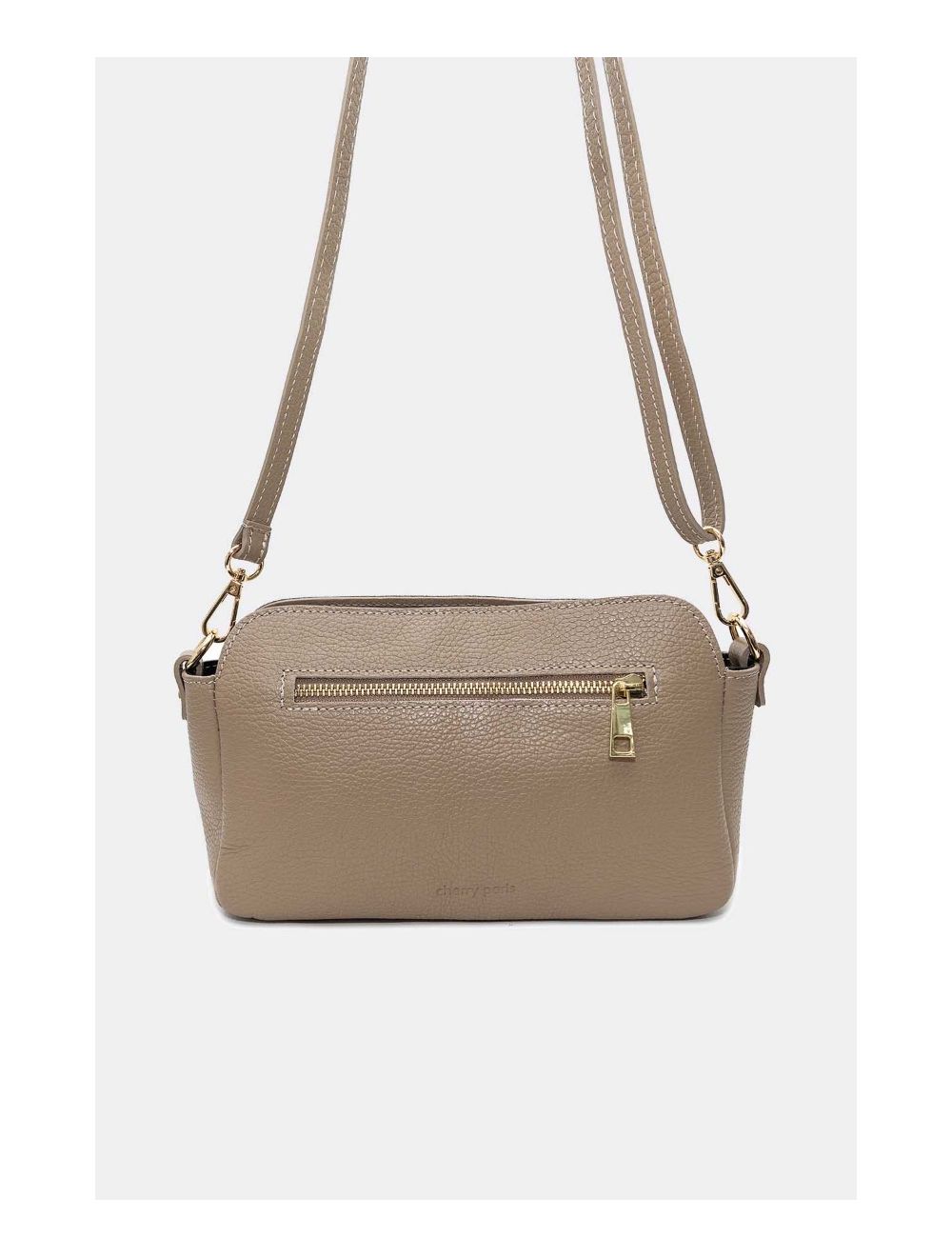 Tom&eva Sac Porté Croisé En Cuir De Vachette Grainée 4167 MARJANE-Taupe