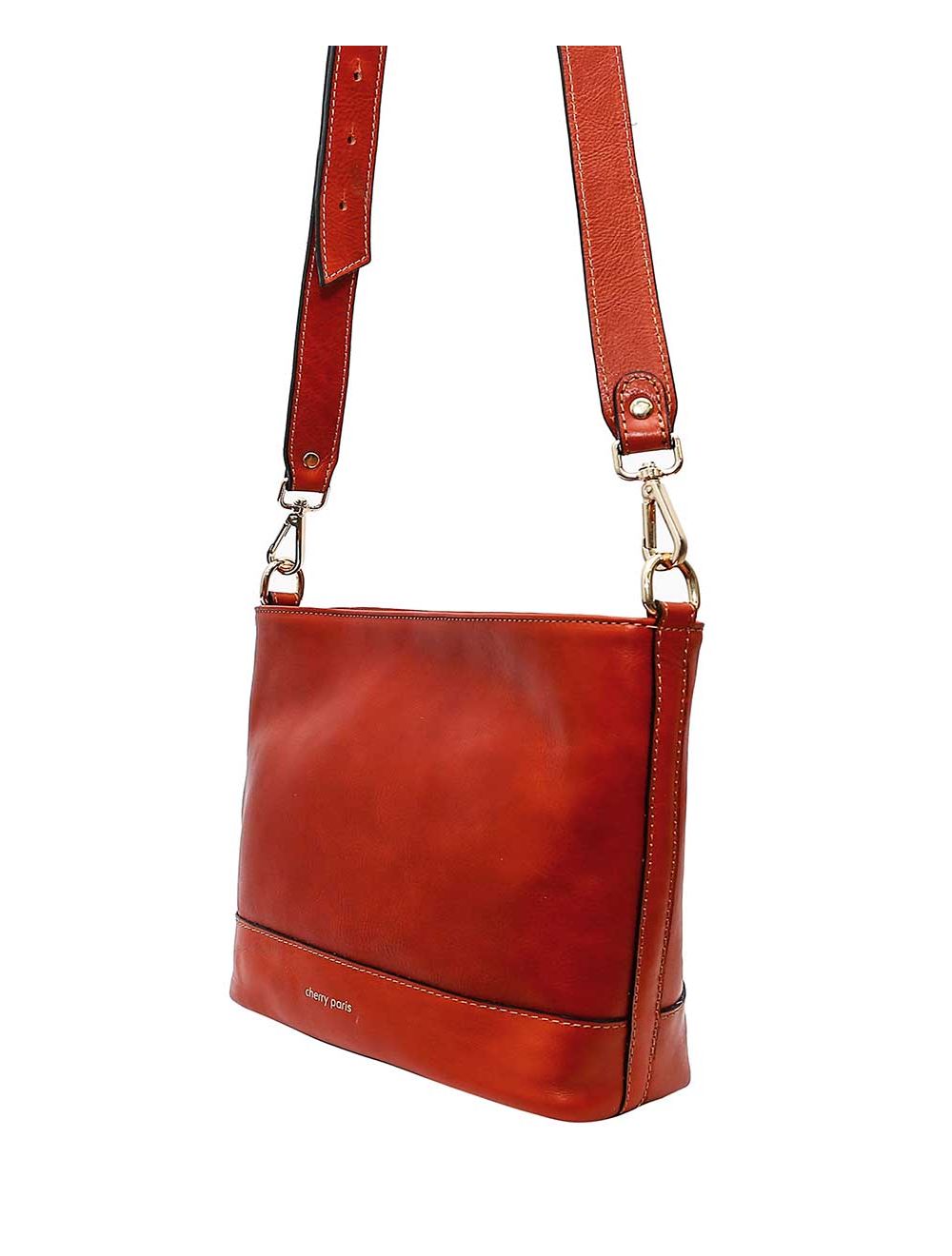 Tom&eva Sac Porté Croisé En Cuir Vachette Collet-LUCY 4033-CAMEL