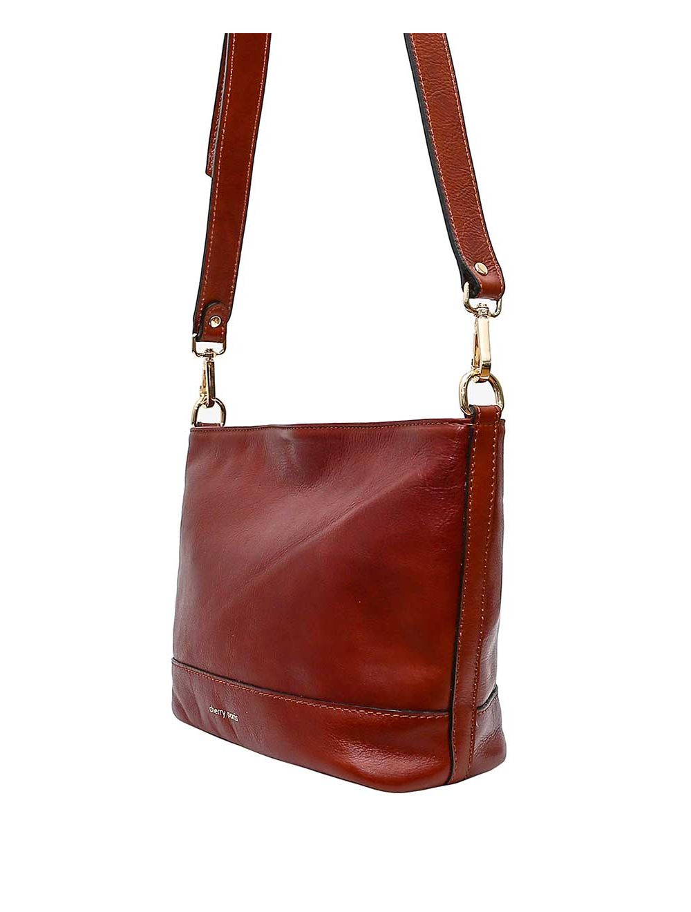 Tom&eva Sac Porté Croisé En Cuir Vachette Collet-LUCY 4033-MARRON