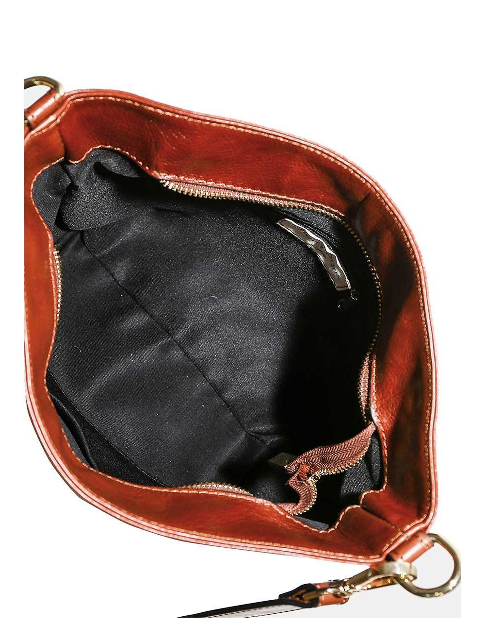 Tom&eva Sac Porté Croisé En Cuir Vachette Collet-LUCY 4033-MARRON