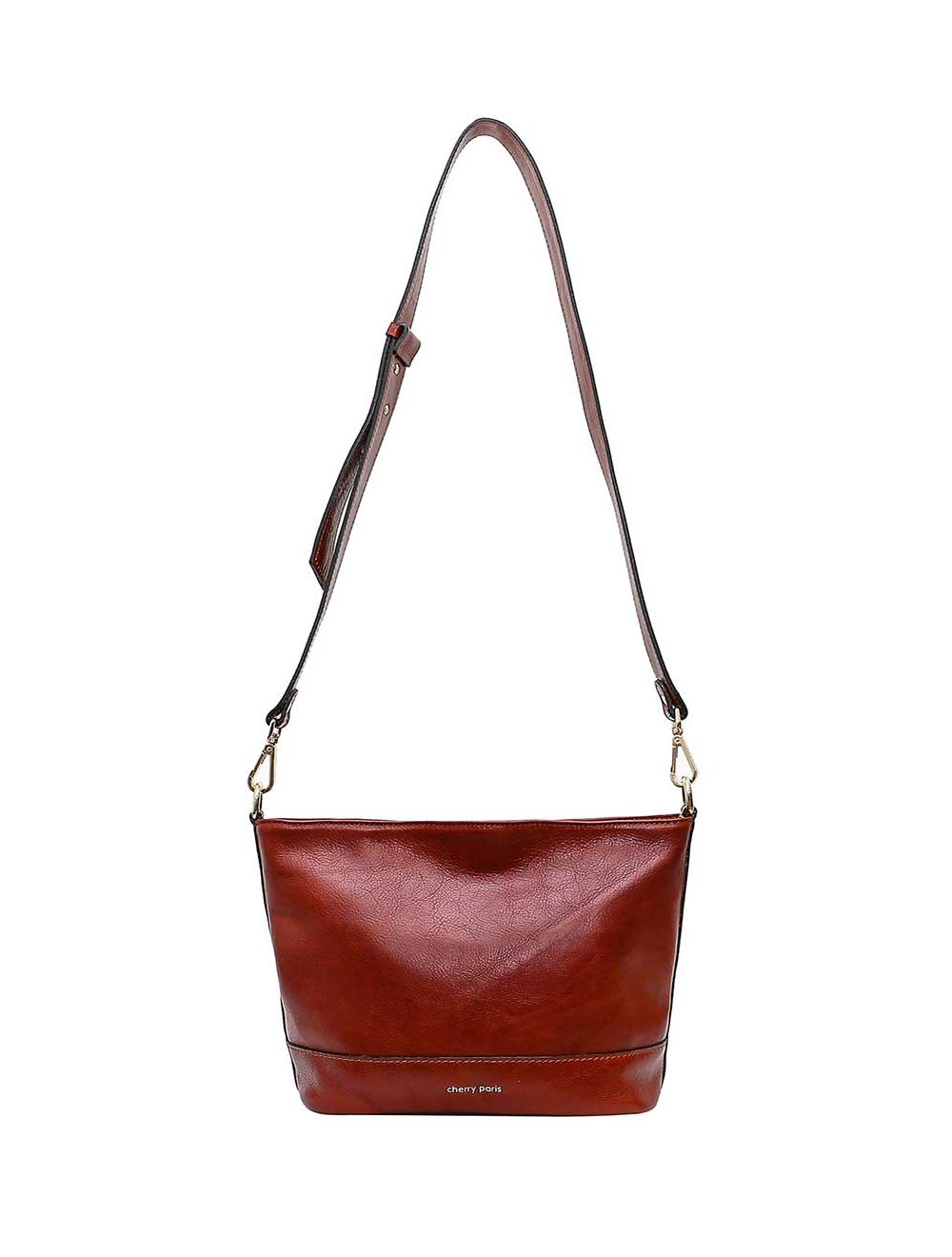 Tom&eva Sac Porté Croisé En Cuir Vachette Collet-LUCY 4033-MARRON