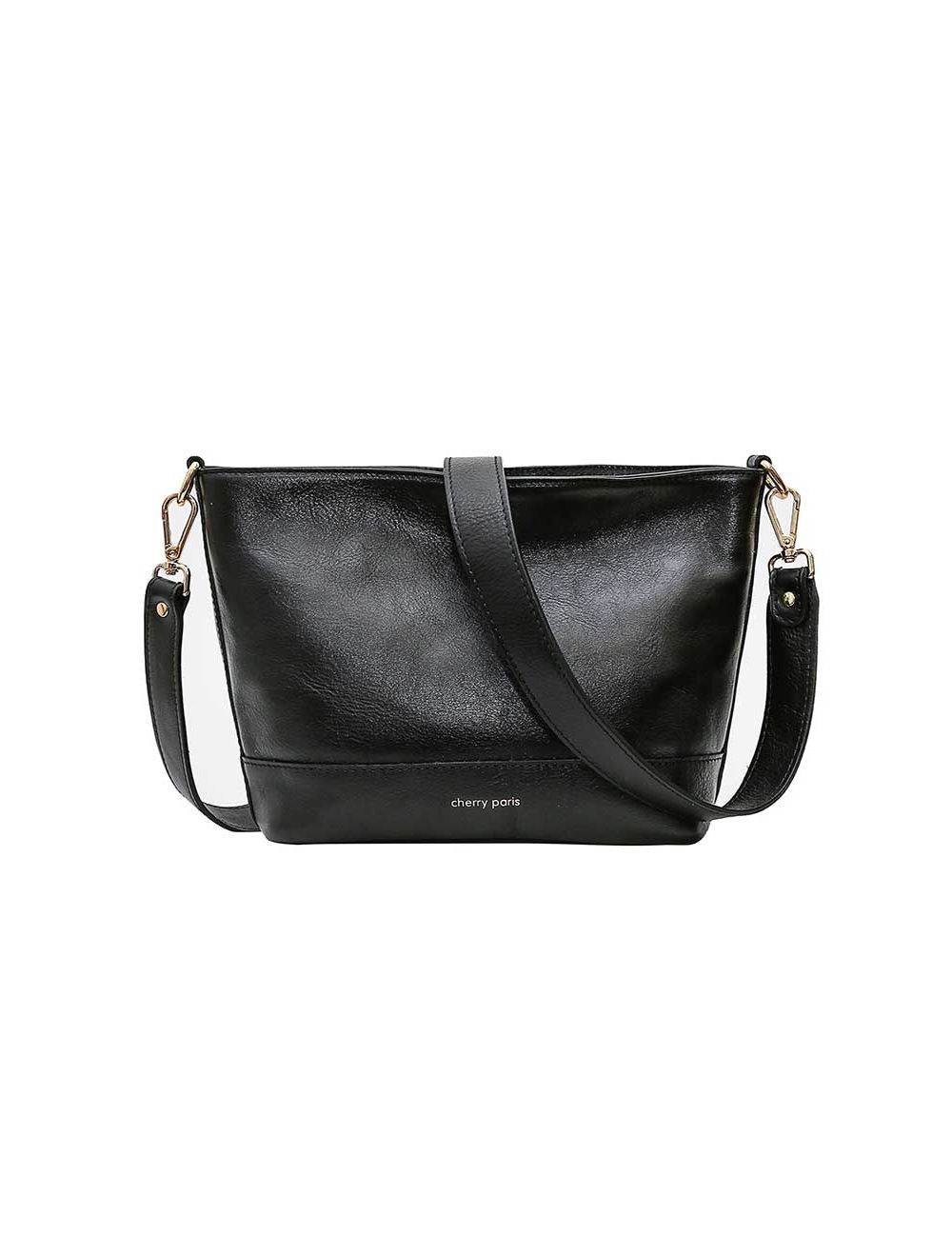 tom&eva Sac Porté Croisé en Cuir Vachette Collet-LUCY 4033-NOIR