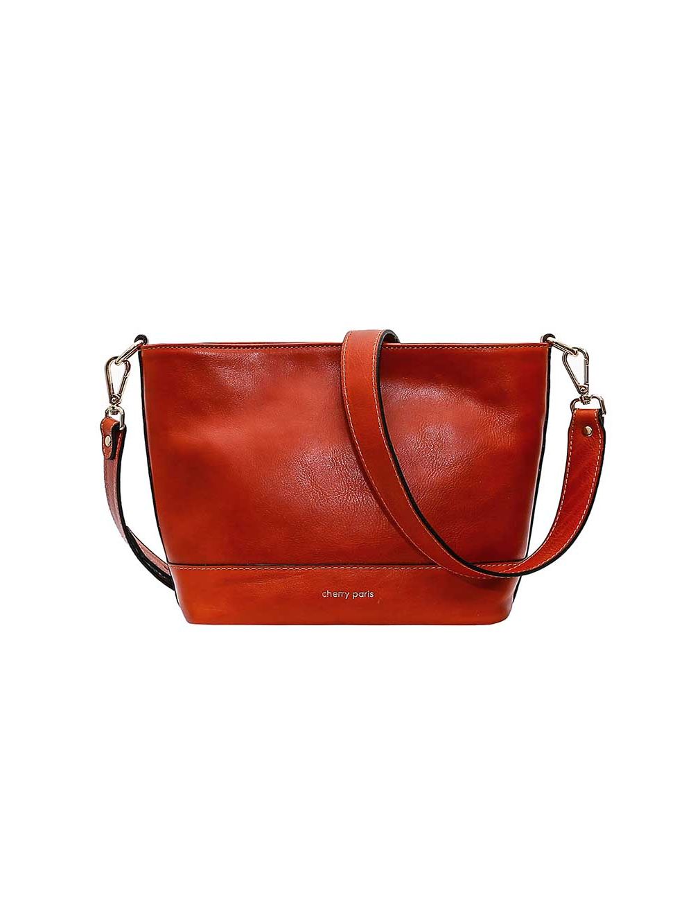 tom&eva Sac Porté Croisé en Cuir Vachette Collet-LUCY 4033-CAMEL