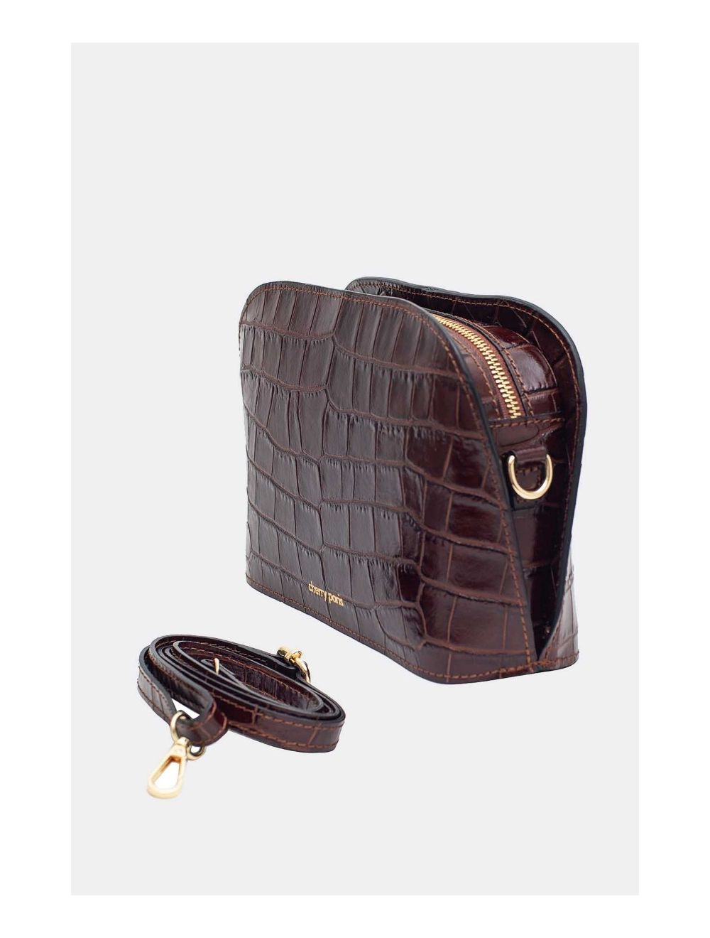 Tom&eva Sac Porté Croisé En Cuir Vachette Motif Croco-DEBORAH CROCO 4013C-Marron