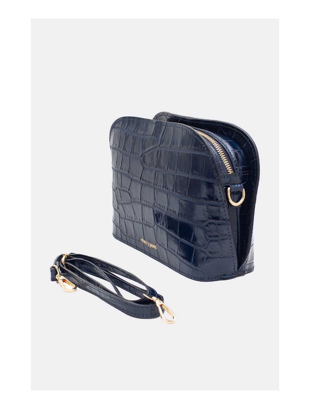 Tom&eva Sac Porté Croisé En Cuir Vachette Motif Croco-DEBORAH CROCO 4013C-Marine