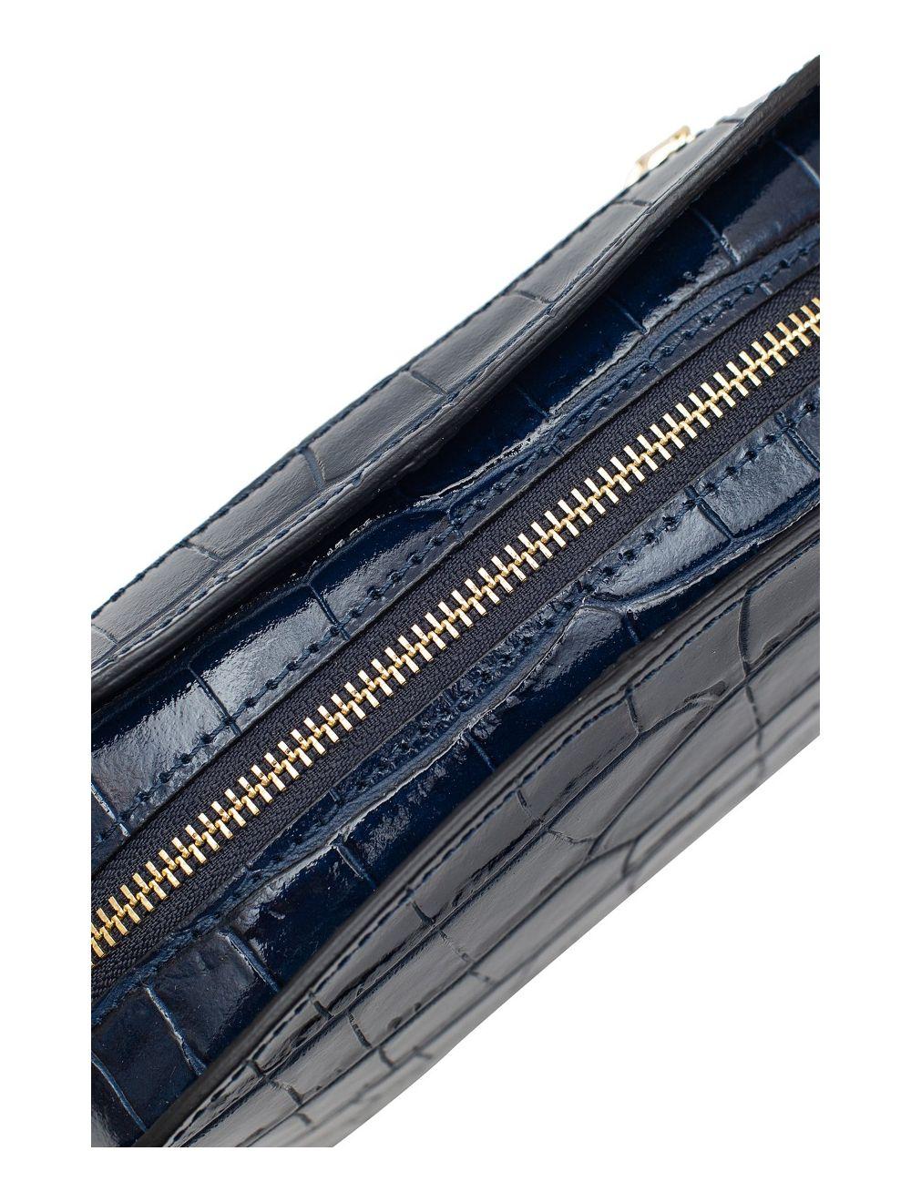 tom&eva Sac Porté Croisé en Cuir Vachette Motif Croco-DEBORAH CROCO 4013C-Marine