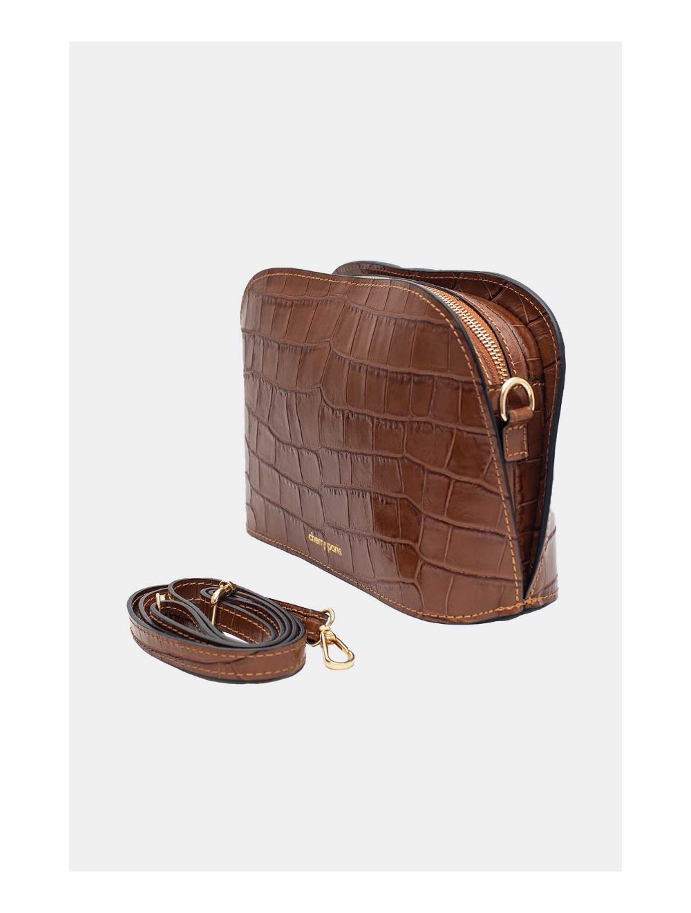 Tom&eva Sac Porté Croisé En Cuir Vachette Motif Croco-DEBORAH CROCO 4013C-Camel