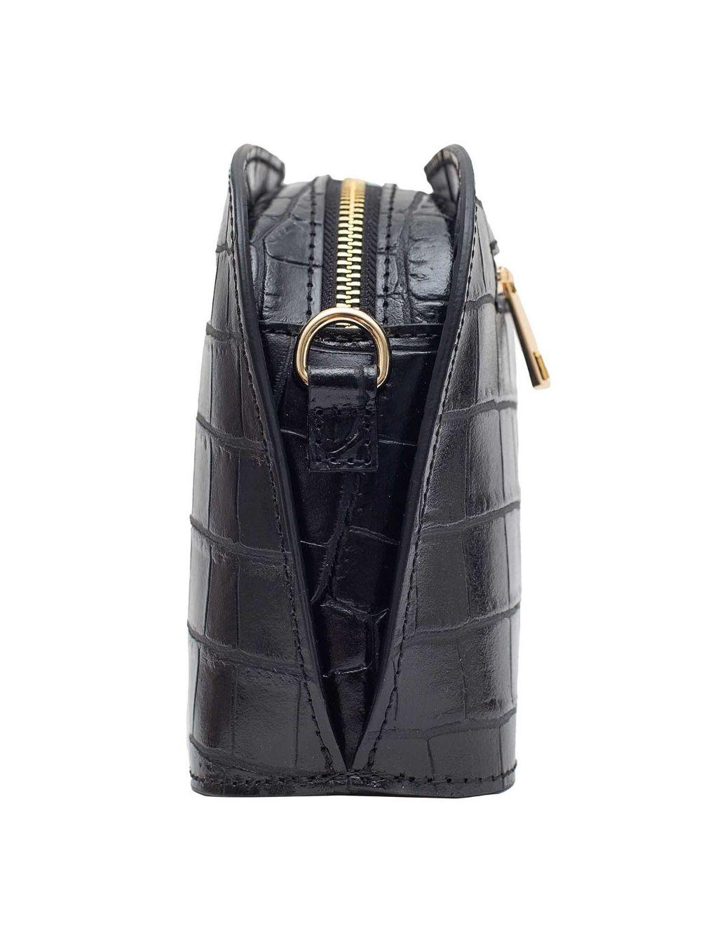 Tom&eva Sac Porté Croisé En Cuir Vachette Motif Croco-DEBORAH CROCO 4013C-Noir