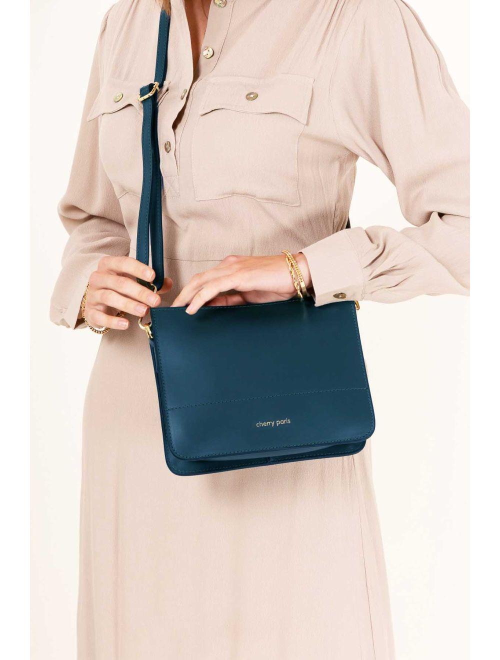 Tom&eva Sac Porté Croisé En Cuir Vachette-TIFFANY 4044-PETROLE